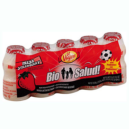 [SL-11-00034] El Viajero Bio Salud! Cultured Dairy Beverage 2.1 oz Bottles - Fresa Strawberry