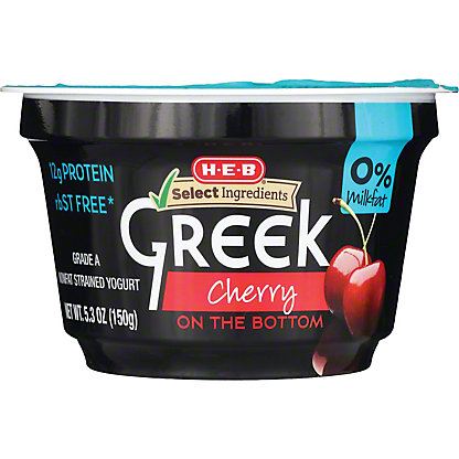 [SL-11-00036] H-E-B 12g Protein Nonfat Greek Yogurt - Cherry on the Bottom