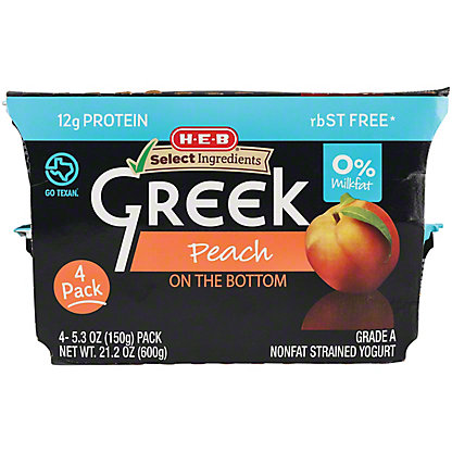 [SL-11-00037] H-E-B 12g Protein Nonfat Greek Yogurt - Peach on the Bottom
