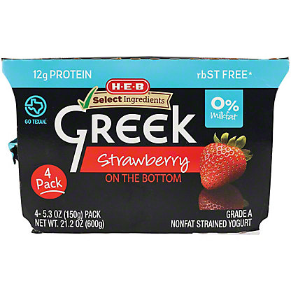 [SL-11-00039] H-E-B 12g Protein Nonfat Greek Yogurt - Strawberry on the Bottom
